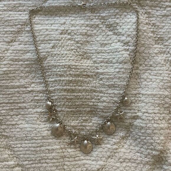 no Jewelry - Sterling Silver Sea-stars and Seashells necklace, made in Italy.